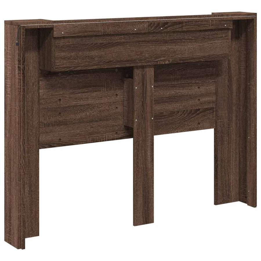 Tête de lit de rangement avec LED Chêne brun Bois d'ingénierie - 7