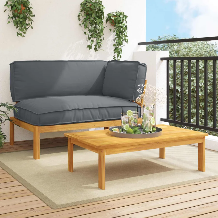 Ensemble de Canapés Uni 2 pcs Anthracite Bois d'Acacia Massif