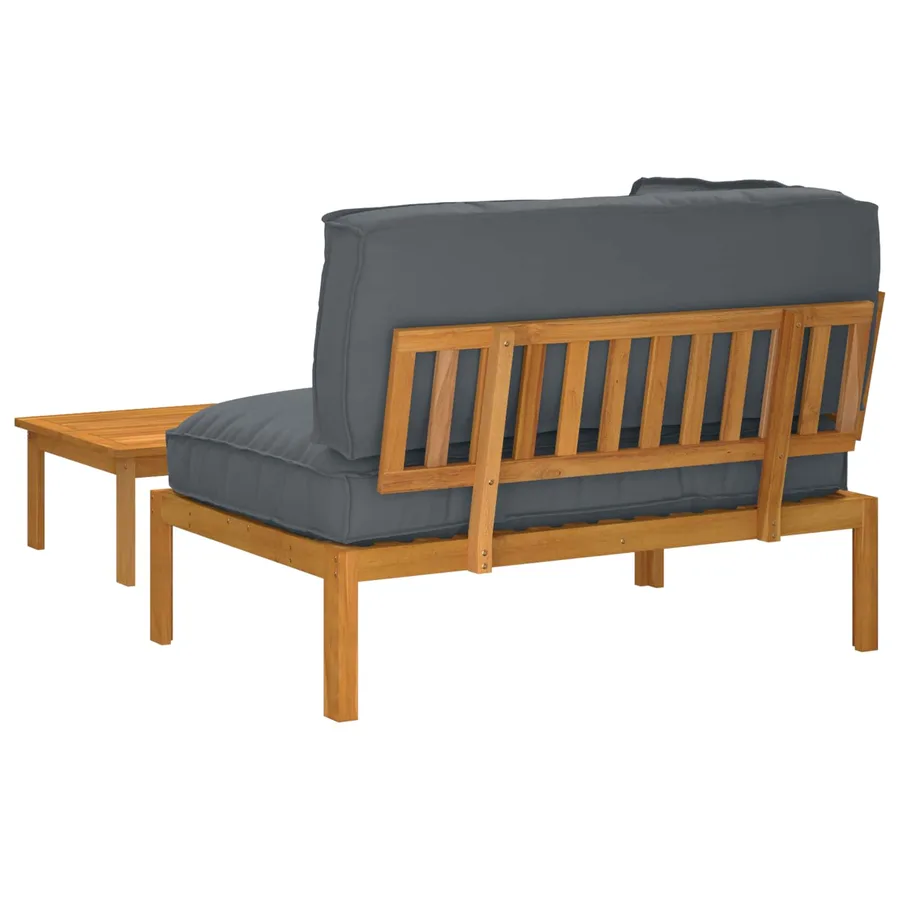 Ensemble de Canapés Uni 2 pcs Anthracite Bois d'Acacia Massif - 11