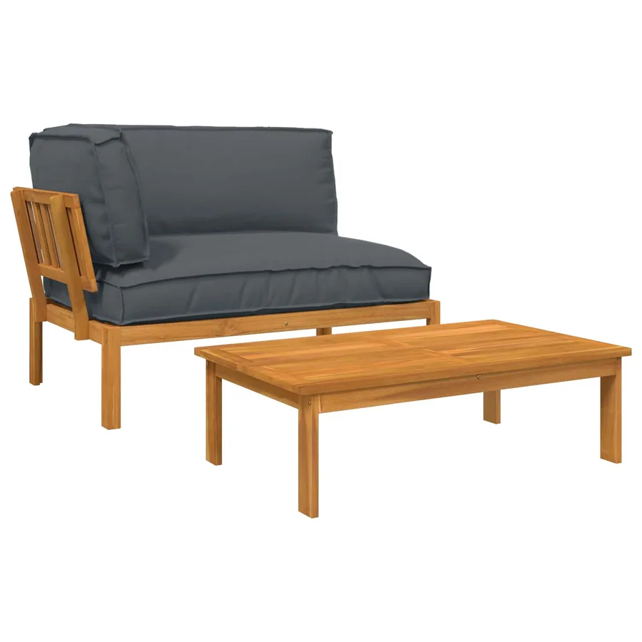 Ensemble de Canapés Uni 2 pcs Anthracite Bois d'Acacia Massif - 2
