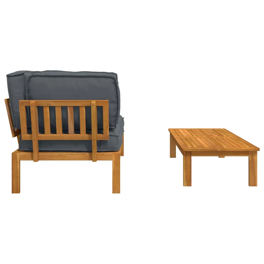 Ensemble de Canapés Uni 2 pcs Anthracite Bois d'Acacia Massif - 8