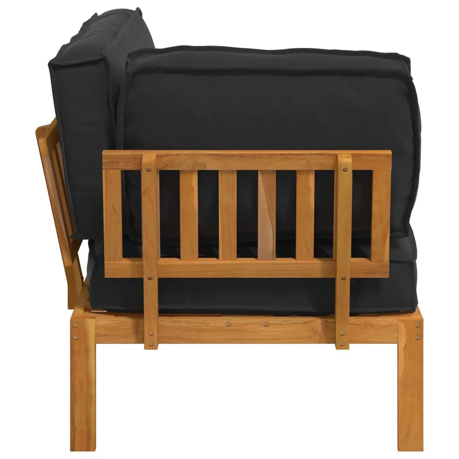 Ensemble de Canapés Noir 133 x 92 x 69 cm Bois d'Acacia Massif - 7