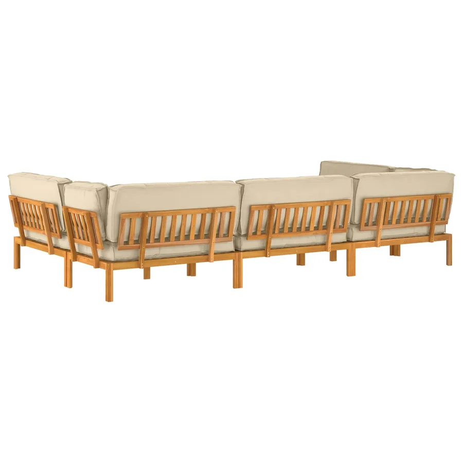 Ensemble de Canapés Uni 6 pcs Beige Bois d'Acacia Massif - 12