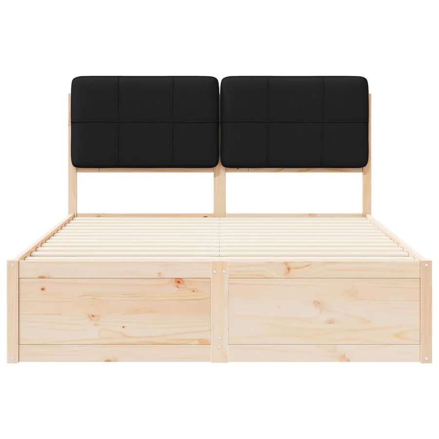 Cadre de lit avec tête de lit rembourrée Noir 140 x 190 cm - 5
