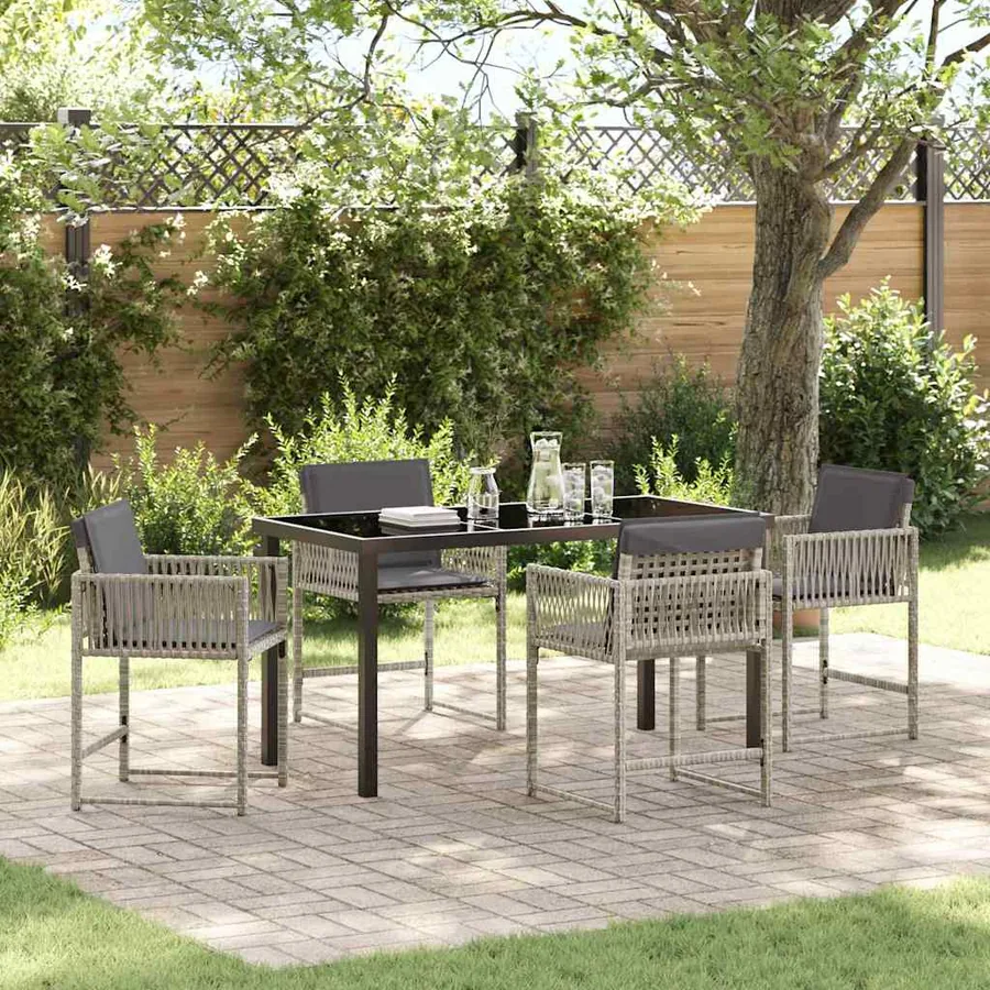 Ensemble de salle à manger pour jardin 5 pcs Gris clair