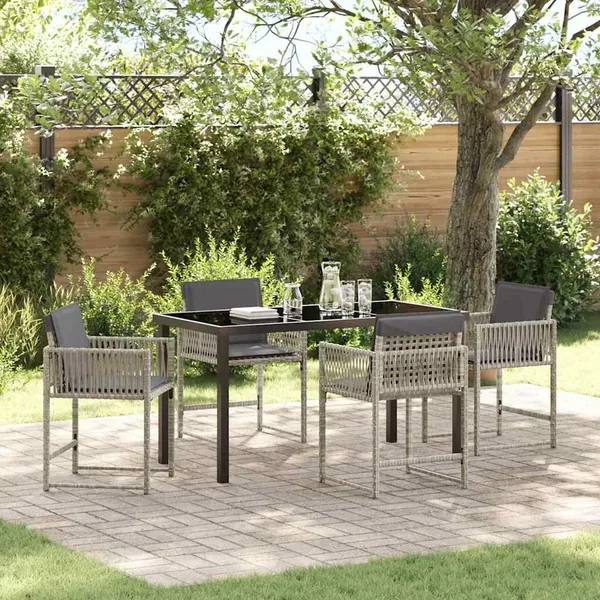 Ensemble de salle à manger pour jardin 5 pcs Gris clair