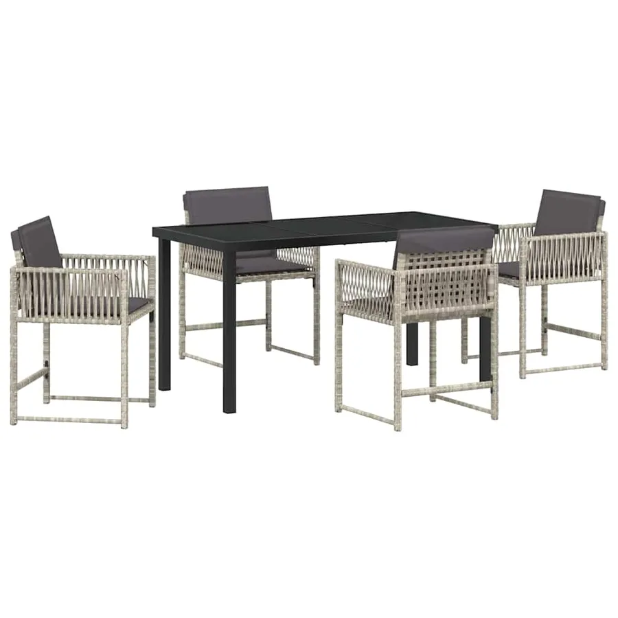 Ensemble de salle à manger pour jardin 5 pcs Gris clair - 2