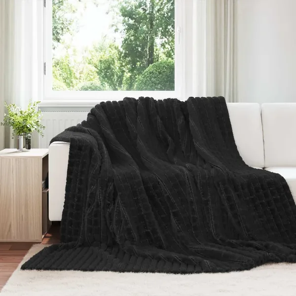 Couvertures à jeter 6 pcs Noir 270 x 240 cm Toison