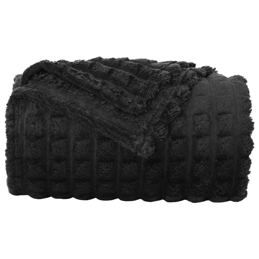 Couvertures à jeter 6 pcs Noir 270 x 240 cm Toison - 5