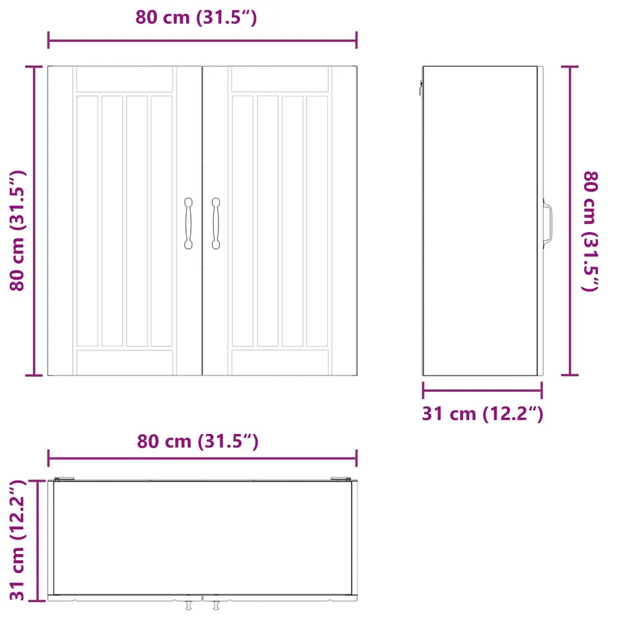 Meuble mural LUCCA Sonoma gris 80 x 31 x 80 cm - 12