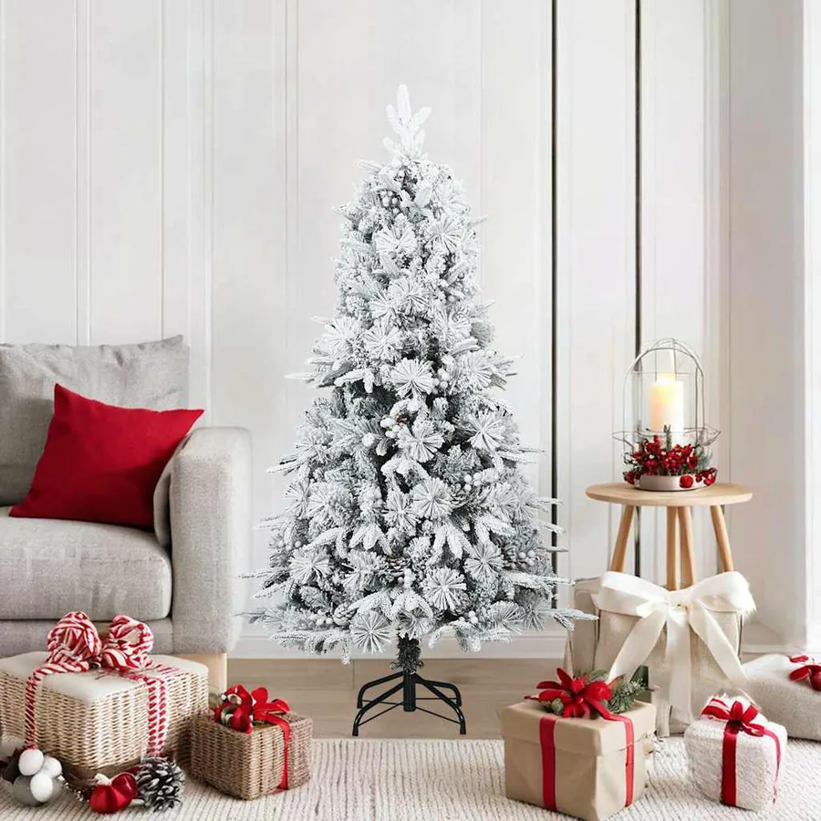 Sapin de Noël artificiel à branches pliantes, duveteux de neige