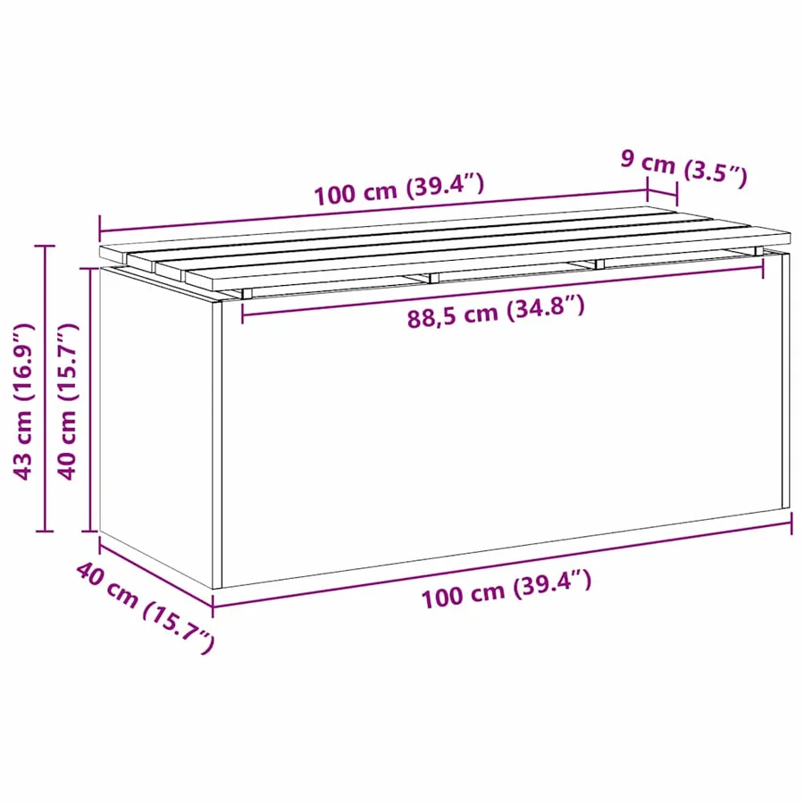 Banc de jardin 2 -Seater 100 x 40 x 43 cm Rouillé Rectangulaire - 13