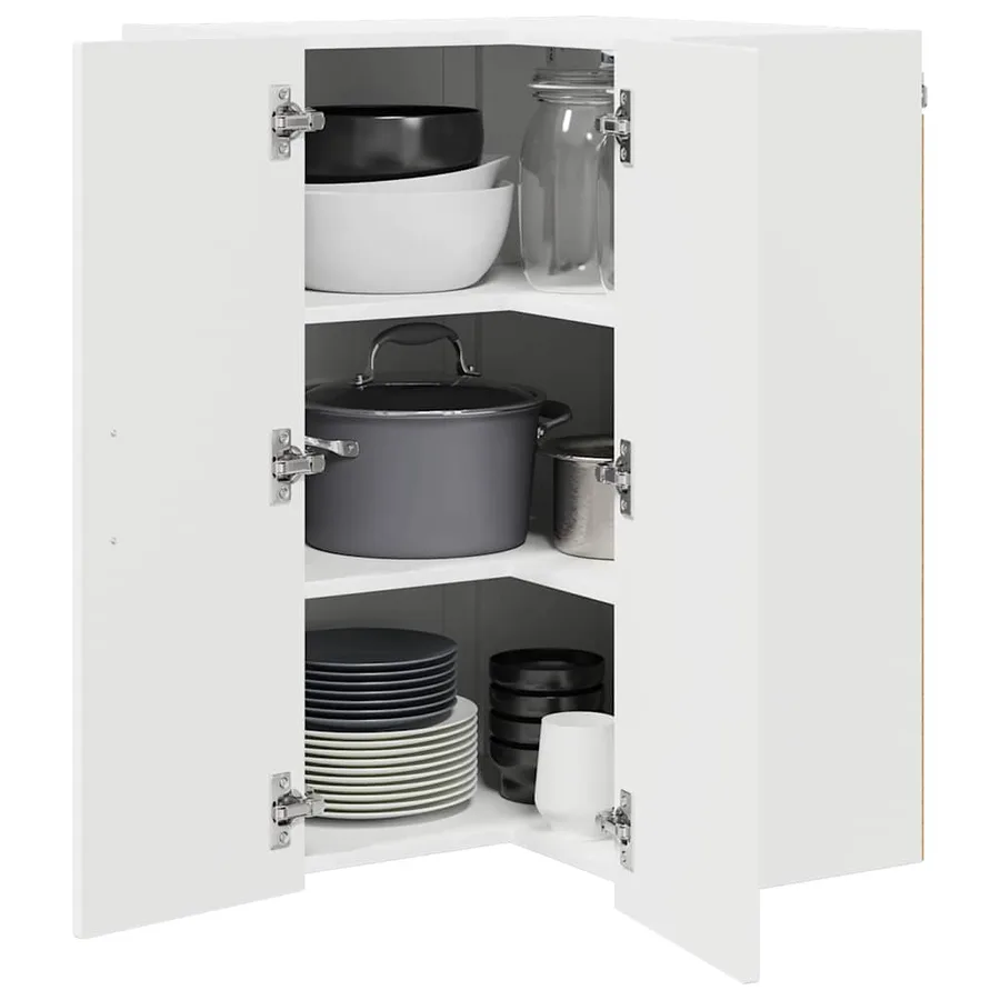 Cabinet d'angle mural LUCCA Blanc 57 x 57 x 80 cm - 3