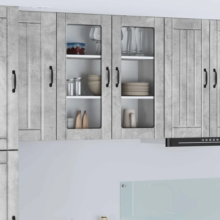 Cabinet en verre mural LUCCA Gris béton 80 x 31 x 80 cm