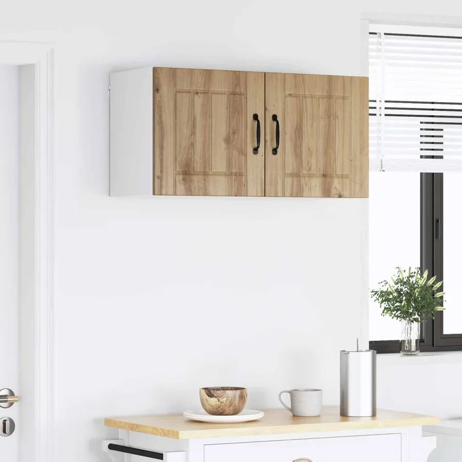 Meuble mural LUCCA Chêne artisanal 80 x 31 x 40 cm - 4