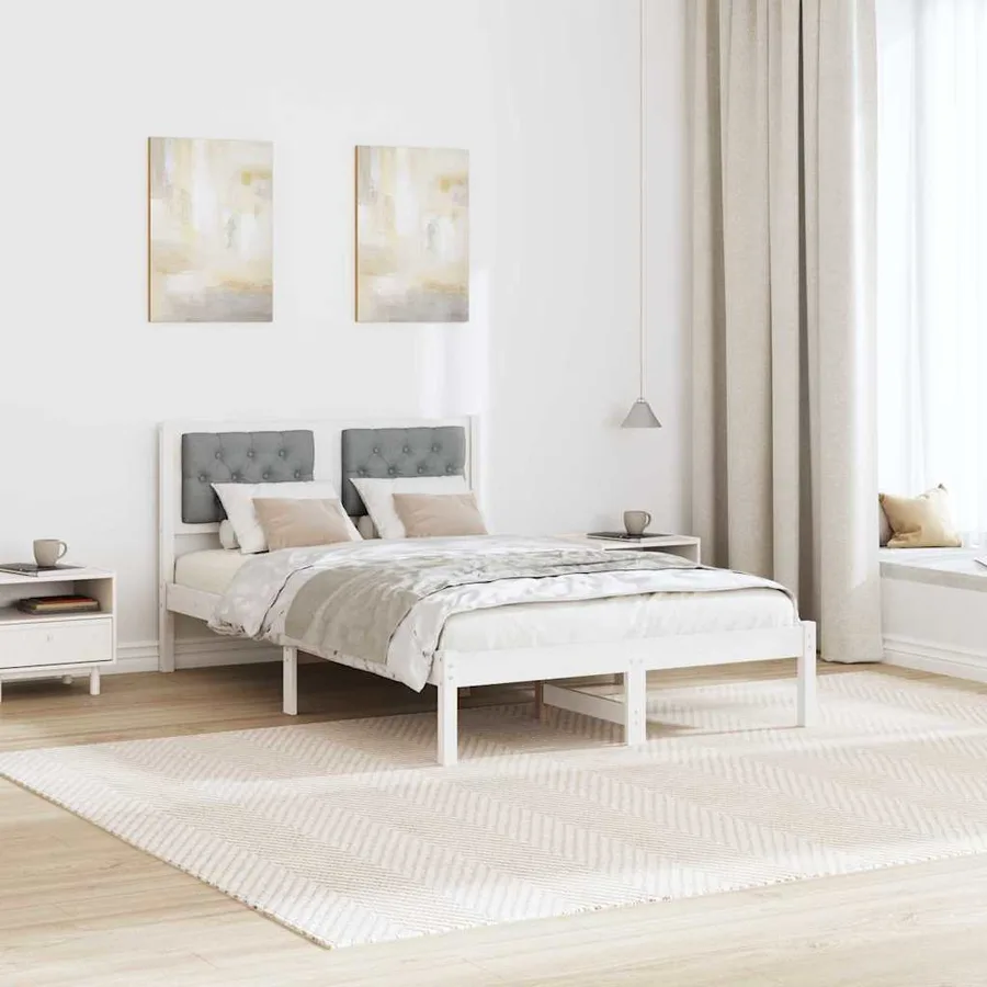 Cadre de lit Gris clair 120 x 200 cm Pin massif - 4
