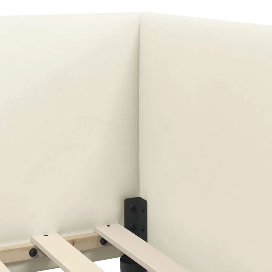 Cadre de lit d'angle avec matelas 2 pcs Crème Velours - 10