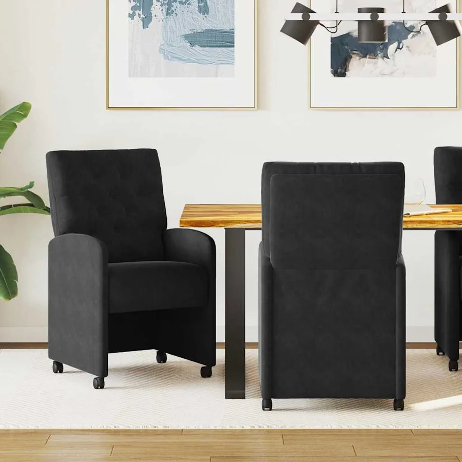 Chaises de Salle à Manger avec Roues 2 pcs Noir 58 x 67 x 97 cm