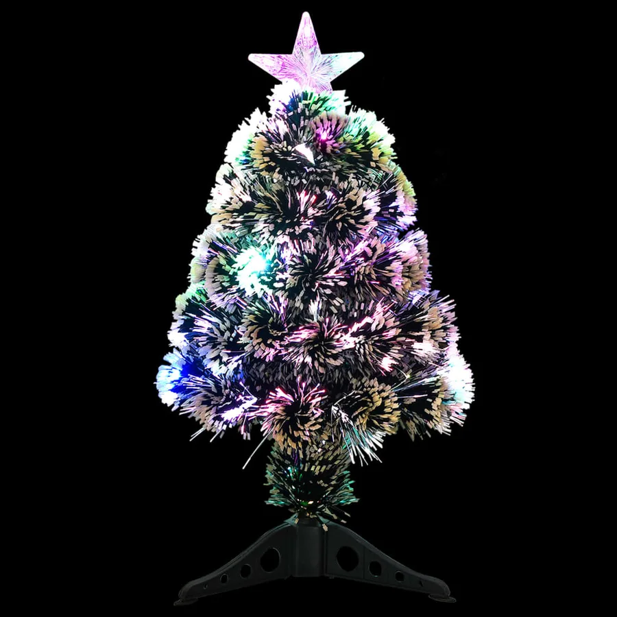 Arbre de Noël pré-éclairé vert et blanc 64 cm fibre optique - 3