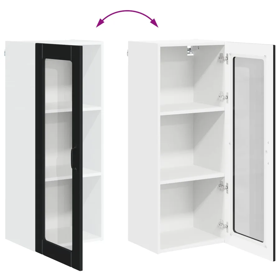Cabinet en verre mural LUCCA Noir 40 x 31 x 100 cm - 11