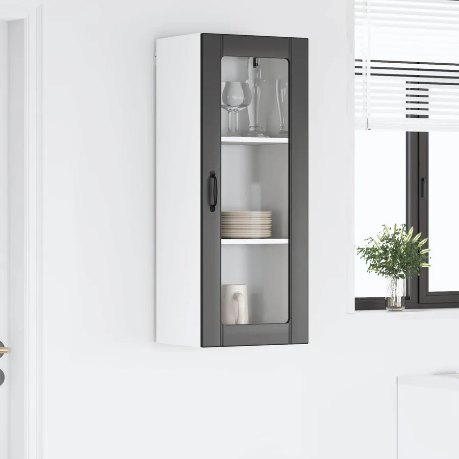 Cabinet en verre mural LUCCA Noir 40 x 31 x 100 cm - 4