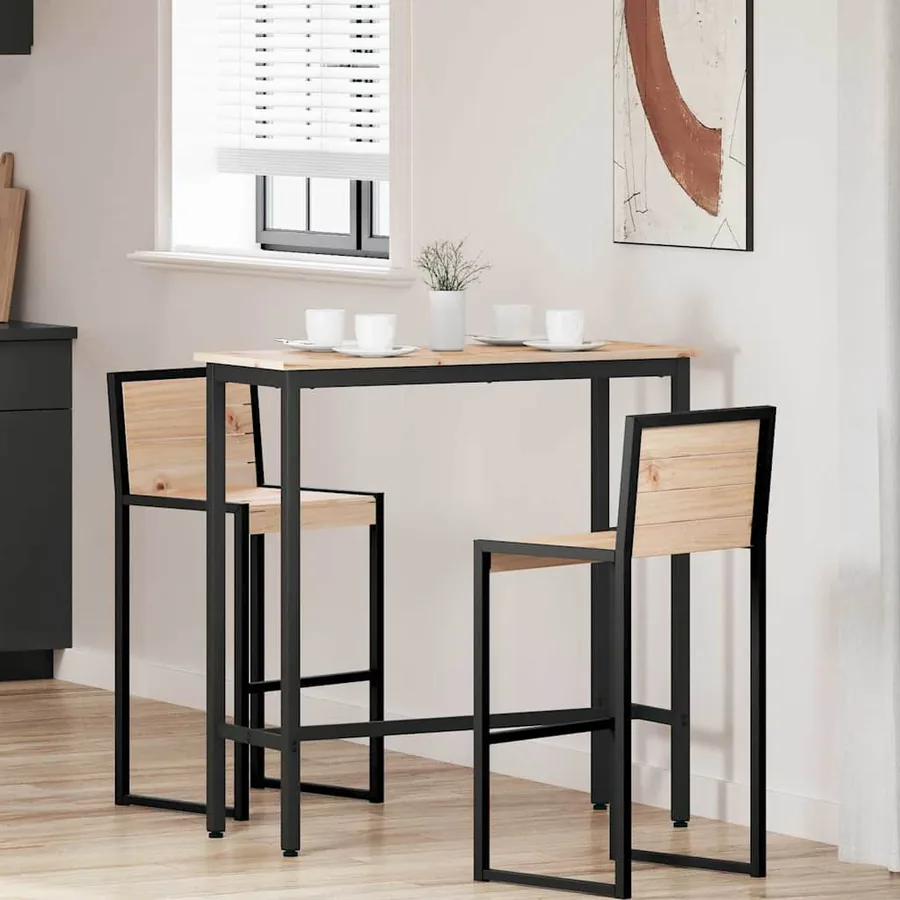 table Naturel 100 x 40 x 101 cm Bois d'ingénierie et acier