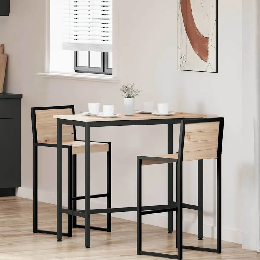 table Naturel 100 x 50 x 91 cm Bois d'ingénierie et acier