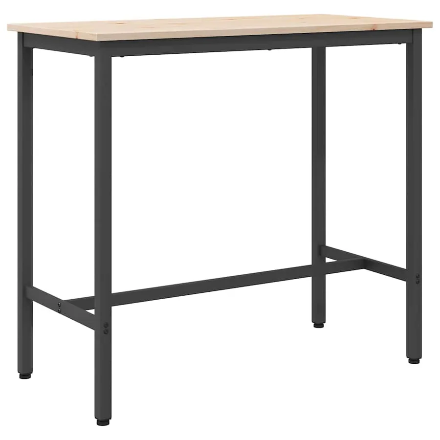 table Naturel 100 x 50 x 91 cm Bois d'ingénierie et acier - 2