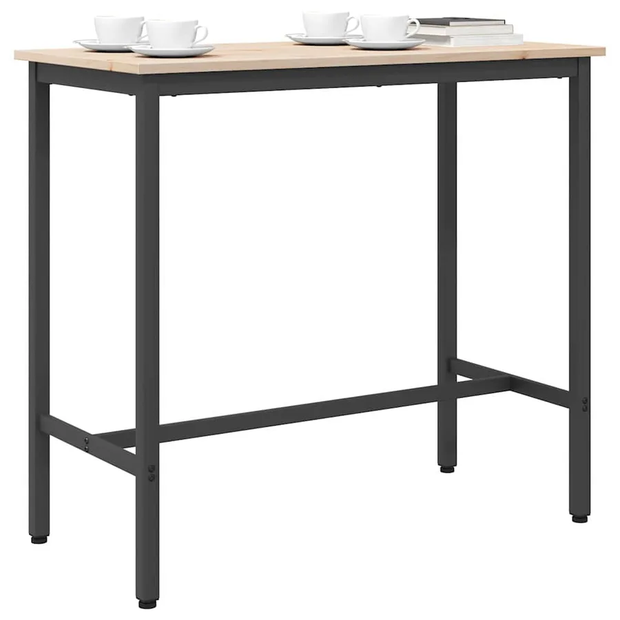 table Naturel 100 x 50 x 91 cm Bois d'ingénierie et acier - 3