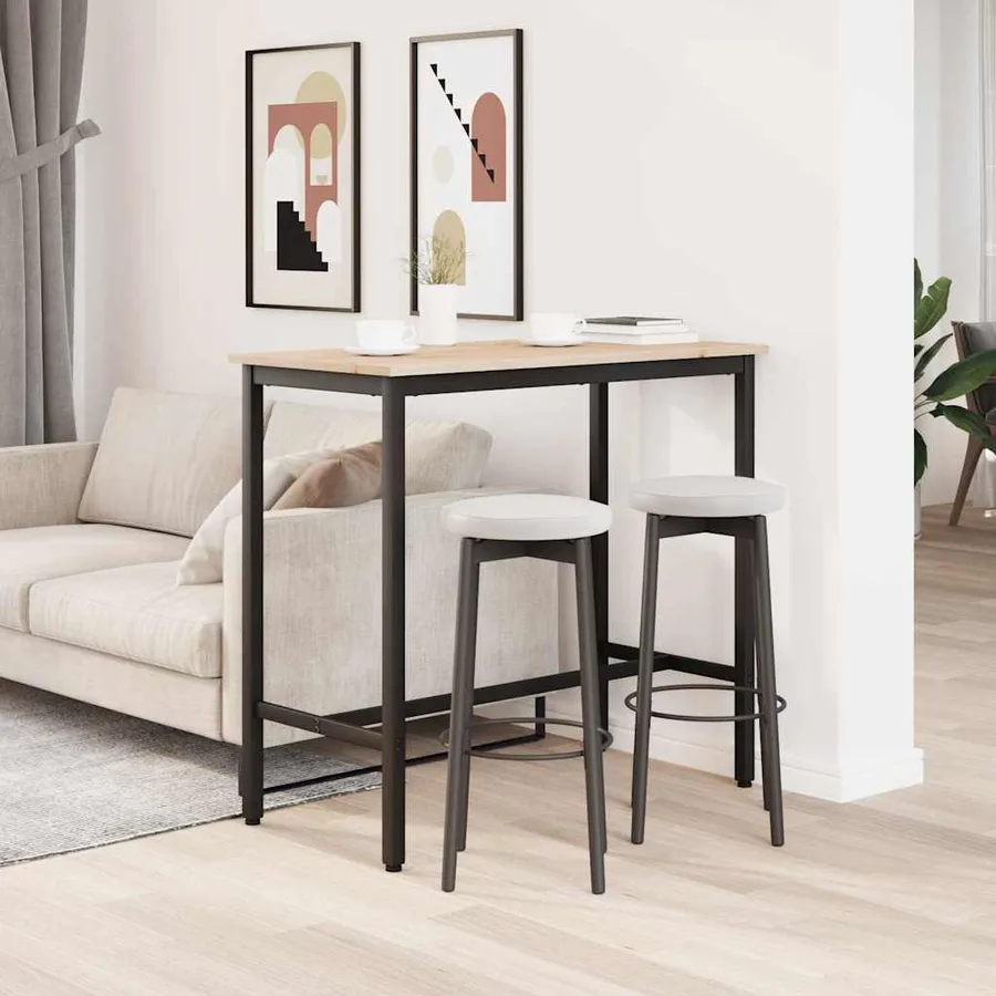 table Naturel 100 x 50 x 91 cm Bois d'ingénierie et acier - 4