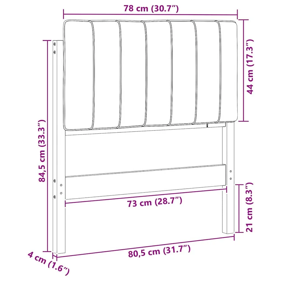 Tête de lit capitonnée Brun et gris foncé 75 cm Pin massif - 13