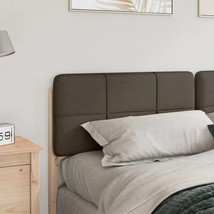 Tête de lit capitonnée Marron et Taupe 200 cm Pin massif - 3