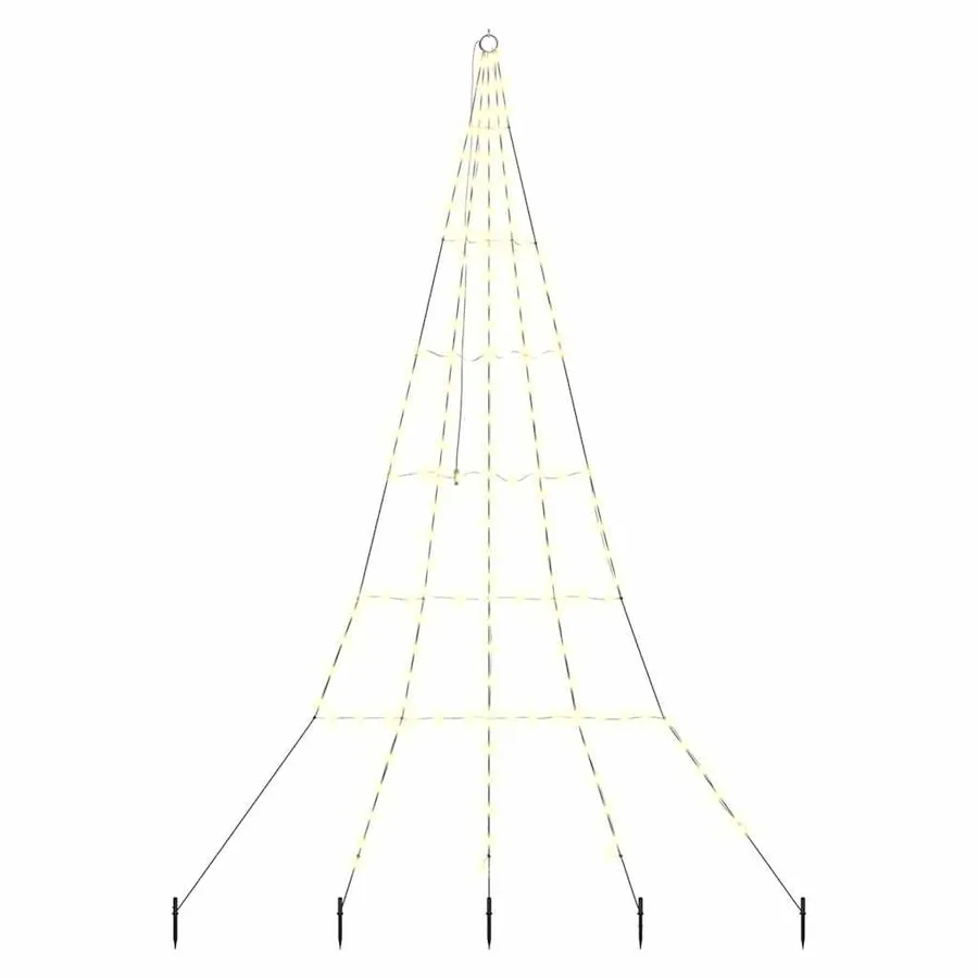 Arbre de Noël LED avec piquets au sol Blanc chaud 306 cm Métal - 2