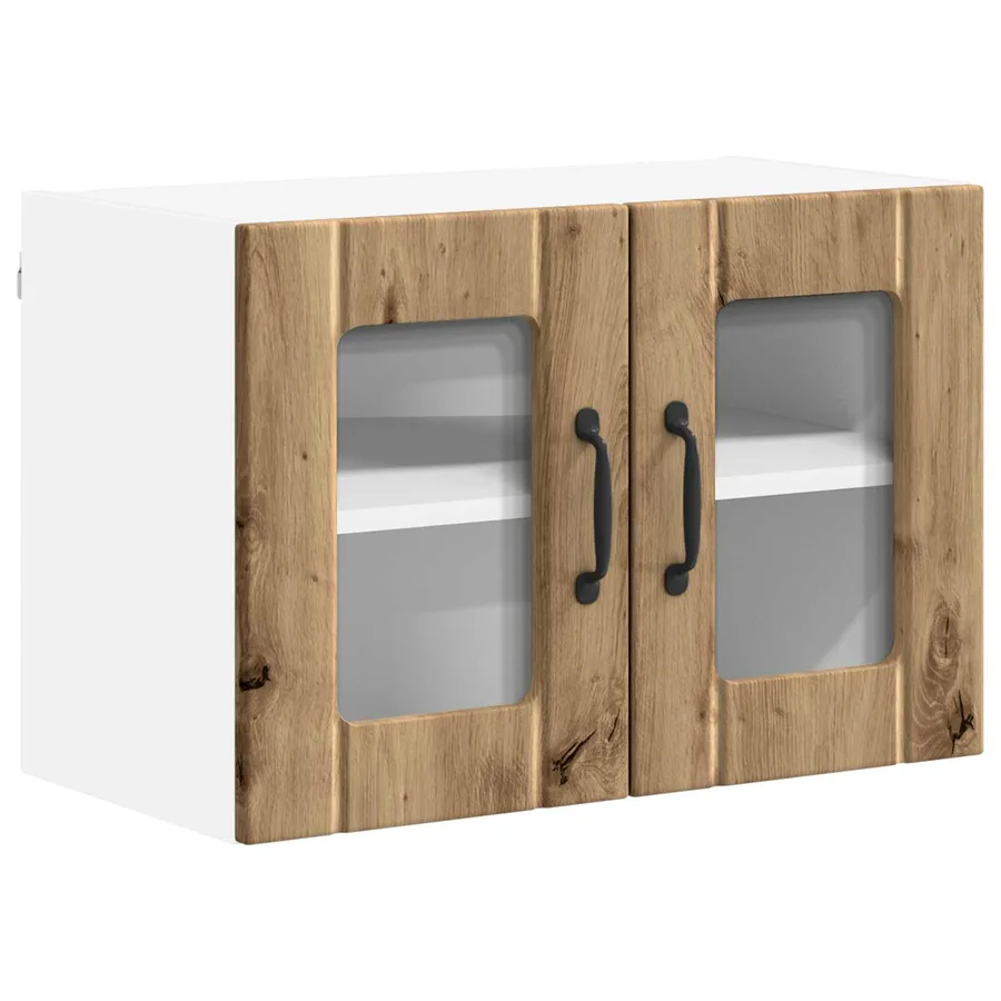 Cabinet en verre mural LUCCA Chêne artisanal 60 x 31 x 40 cm - 2