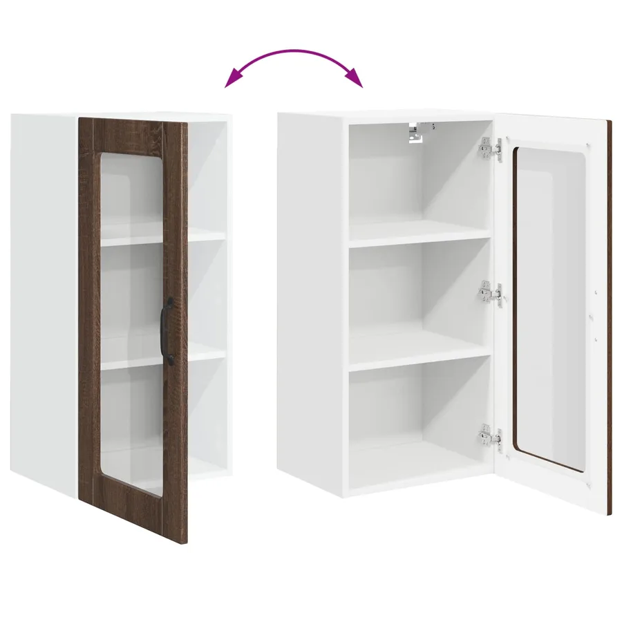 Cabinet en verre mural LUCCA 2 pcs Chêne brun 40 x 31 x 80 cm - 12
