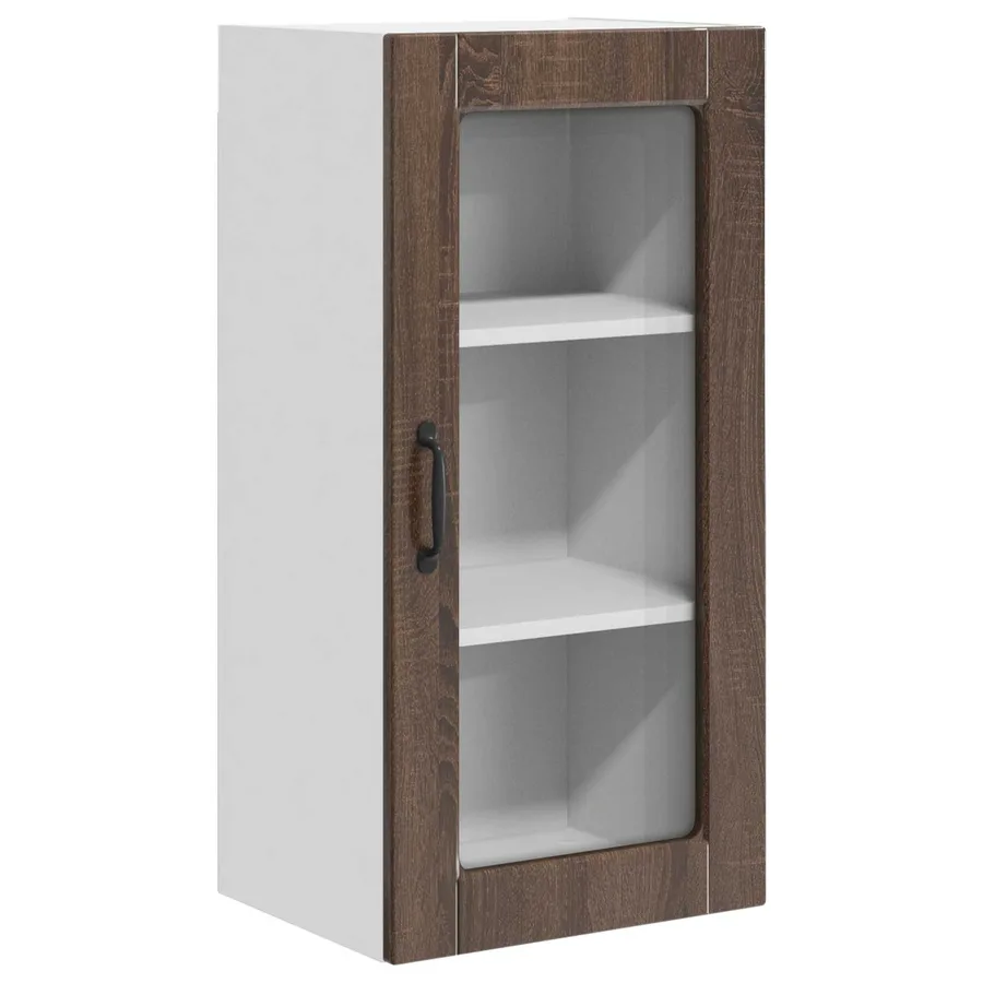 Cabinet en verre mural LUCCA 2 pcs Chêne brun 40 x 31 x 80 cm - 5