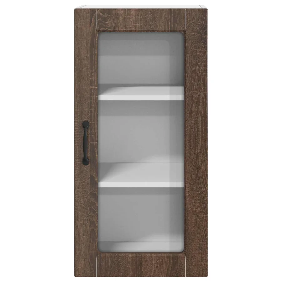 Cabinet en verre mural LUCCA 2 pcs Chêne brun 40 x 31 x 80 cm - 7