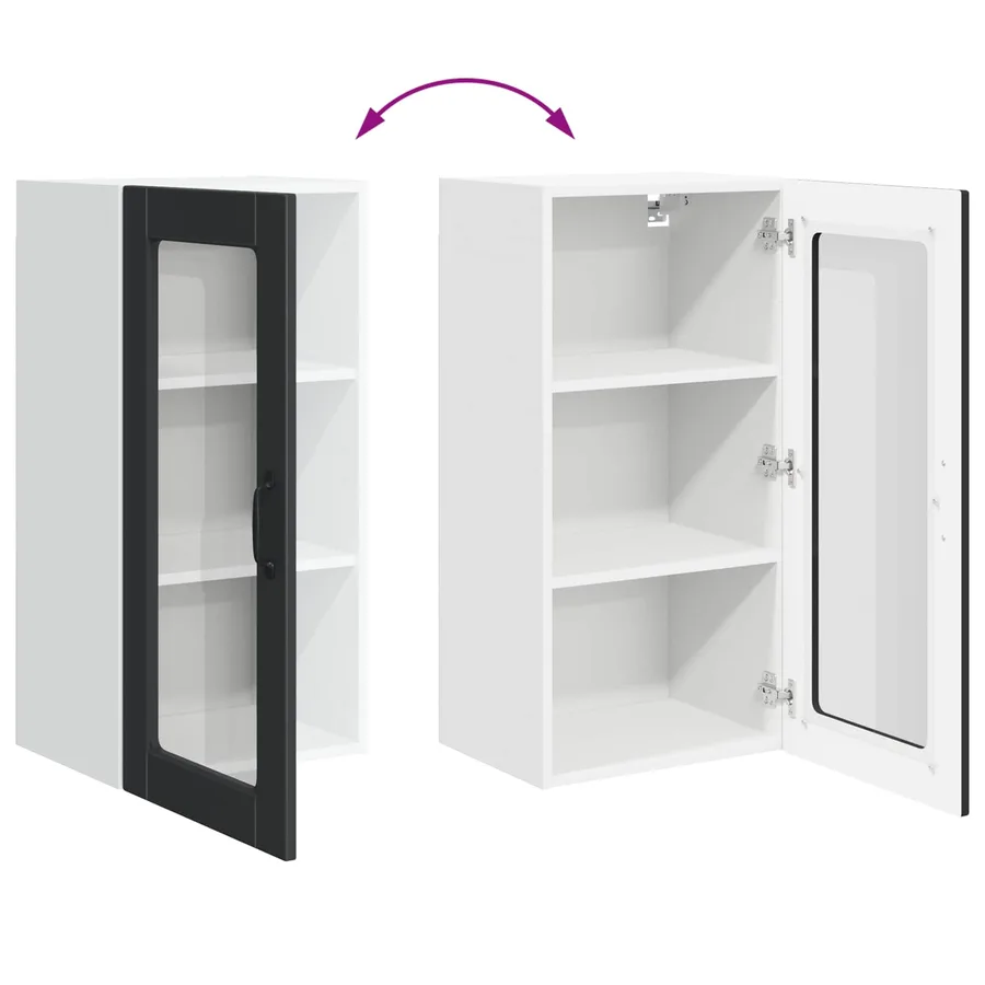 Cabinet en verre mural LUCCA 2 pcs Noir 40 x 31 x 80 cm - 12