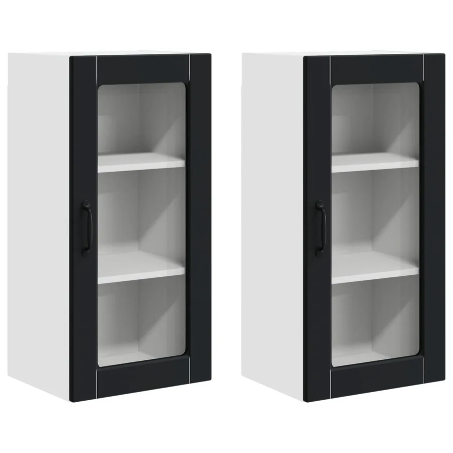 Cabinet en verre mural LUCCA 2 pcs Noir 40 x 31 x 80 cm - 2