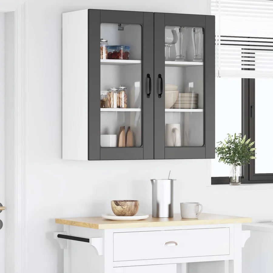 Cabinet en verre mural LUCCA 2 pcs Noir 40 x 31 x 80 cm - 4