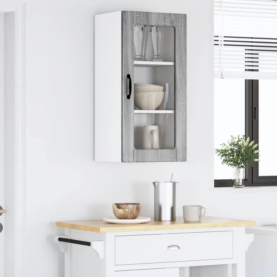 Cabinet en verre mural LUCCA Sonoma gris 40 x 31 x 80 cm
