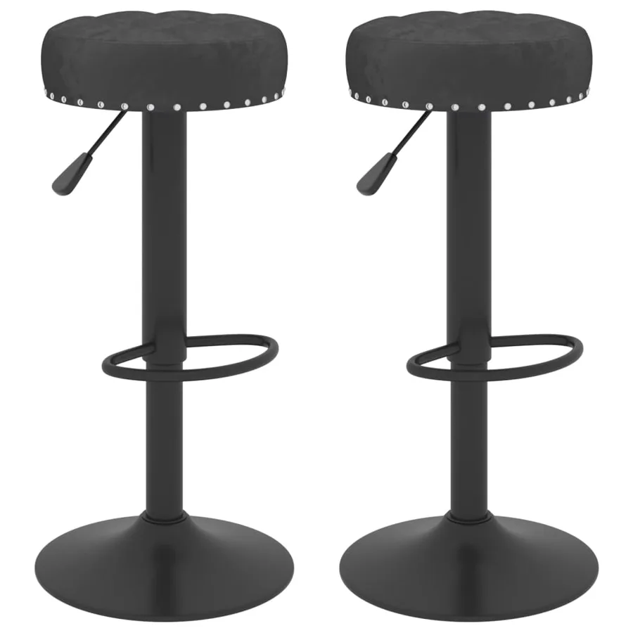 Tabourets de bar lot de 2 noir velours - 2