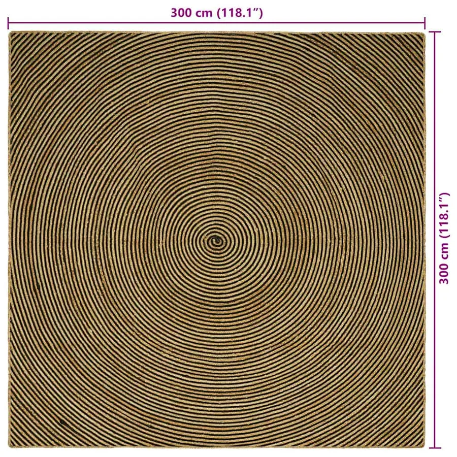 Tapis de surface Noir 300 x 300 cm Jute - 9