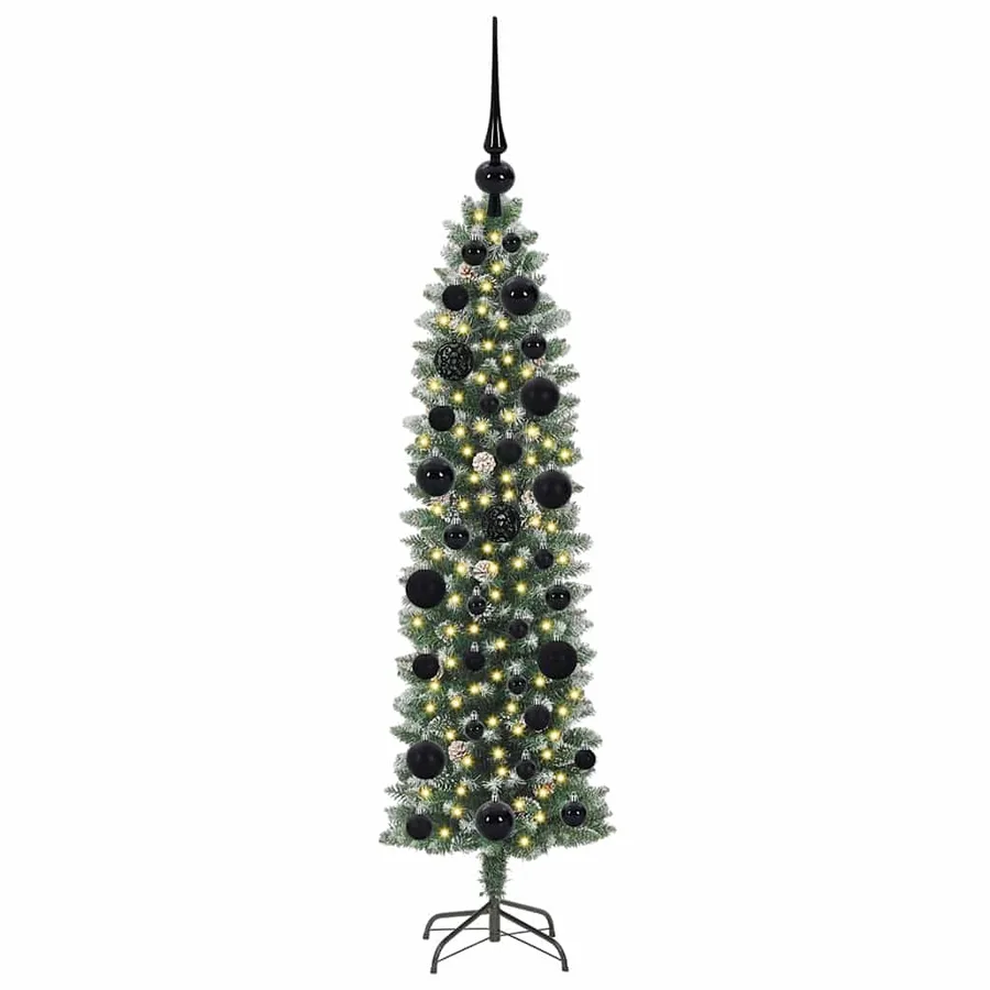 Arbre de Noël artificiel slim avec 150 LED Vert et blanc 120 cm - 3