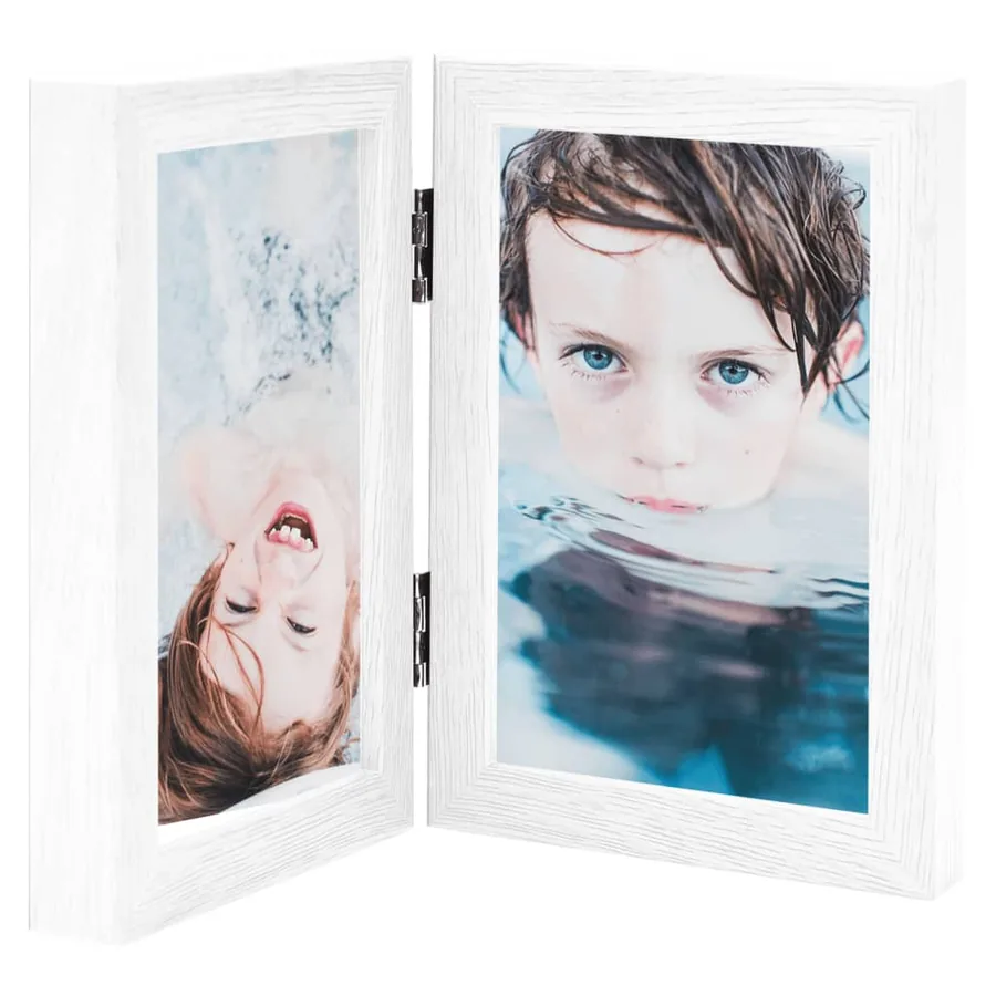 Cadre photo dépliable en deux Blanc 2x(21x29,7 cm)