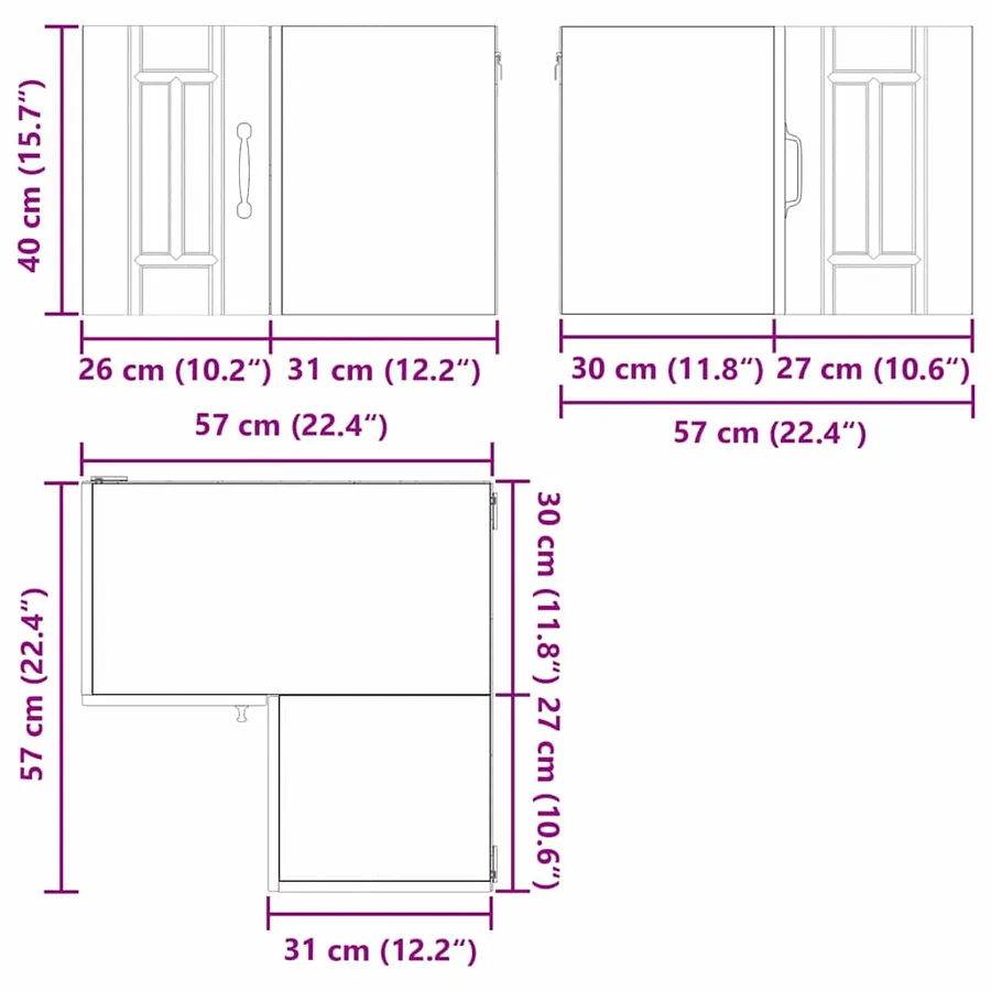 Cabinet d'angle mural LUCCA Blanc 57 x 57 x 40 cm - 13