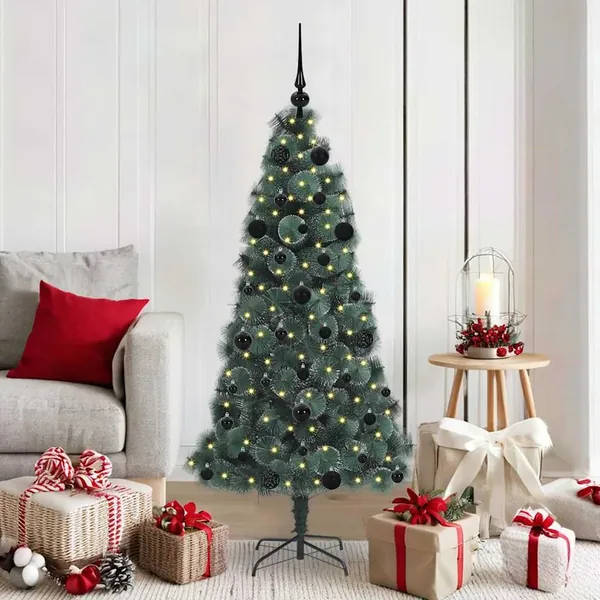 Arbre de Noël artificiel pré-éclairé avec ensemble de boules
