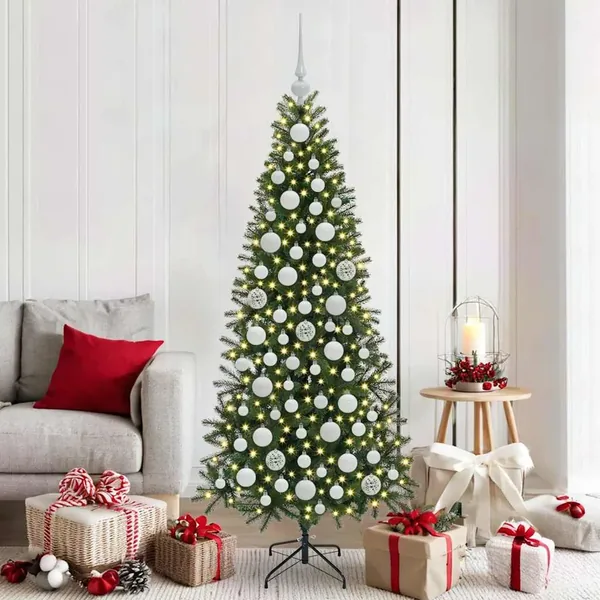 Ensemble de Boules de Noël avec 300 LED 120 pcs Blanc Plastique