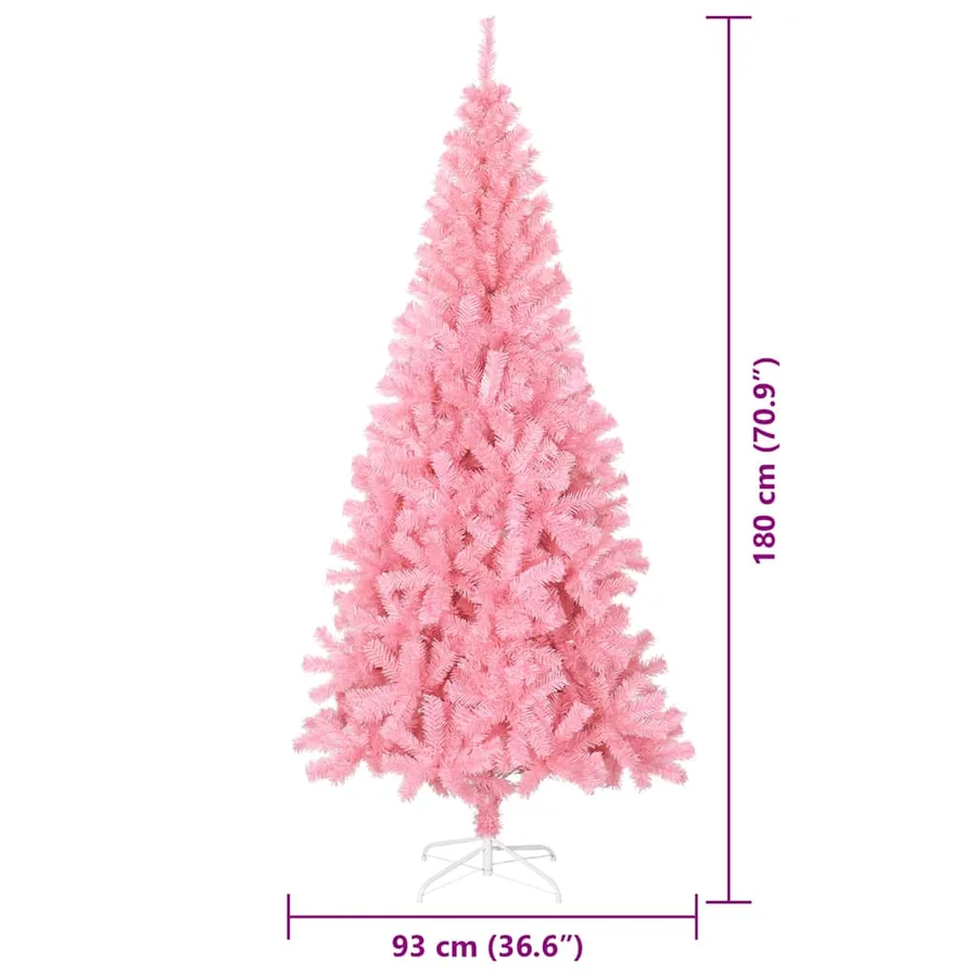Sapin de Noël avec 300 LED avec support Rose 180 cm PVC - 14