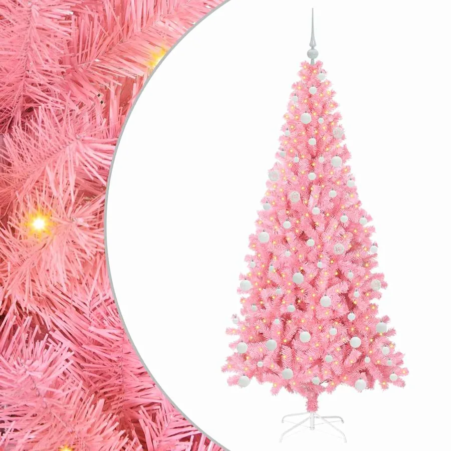 Sapin de Noël avec 300 LED avec support Rose 180 cm PVC - 2